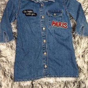 Zara Girls Denim Kids Jacket with Paris Patch